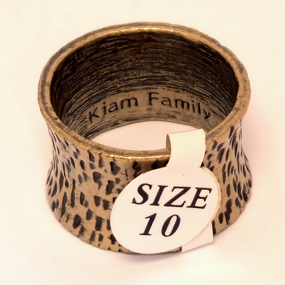 Bronze-Tone Antler-Inspired Wide Band Ring – Size 10 (Unique Statement Piece!)
